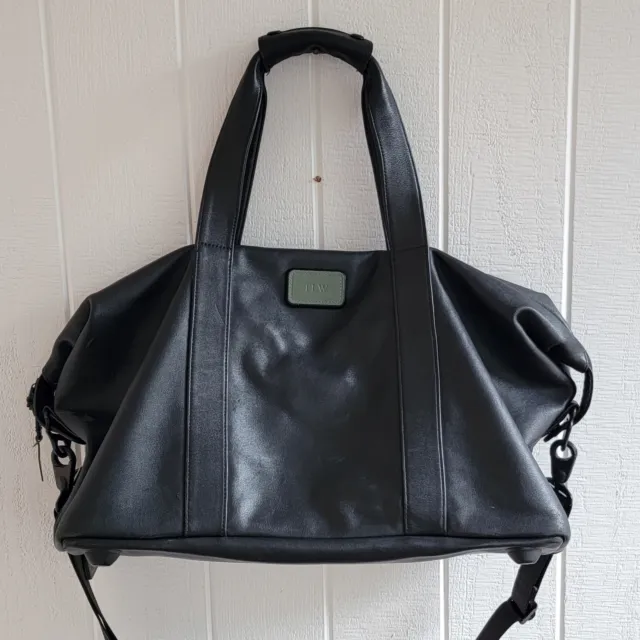 TUMI Alpha II Black Leather Satchel Duffel Bag Carry On Luggage