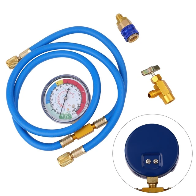 Kit Ricarica Refrigerante Auto R134A - Con Manometro, Valvola Di Retrofit E Tubo Per Aria Condizionata - Foto 9