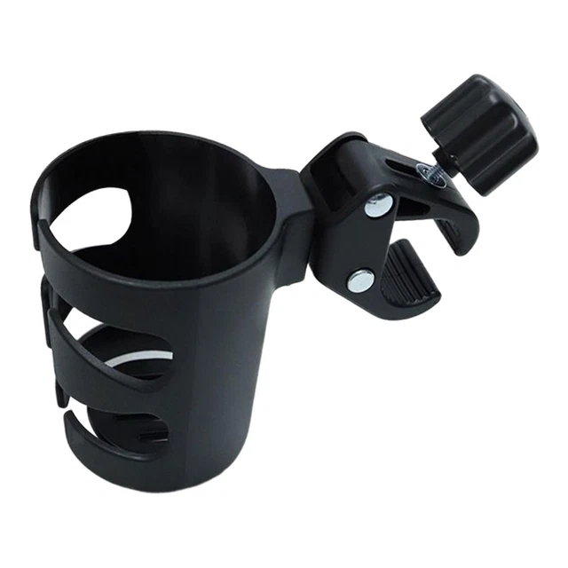 Porte-gobelet Rotatif 360° Pour Poussette – Avec 2 Crochets, Noir, Compatible Vélo, Fauteuil Roulant, Caddie