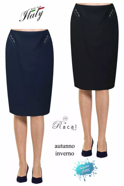 Jupe Femme Robe Fourreau Élégant En Cady Automne Doublé Made IN Italy Racal