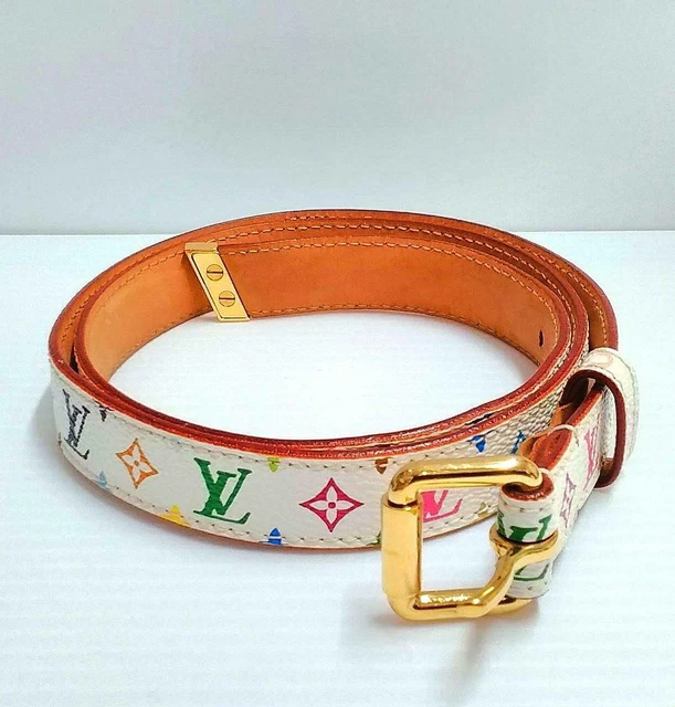 NWT $890 Limited LOUIS VUITTON CEINTURE CALLE BELT MULTI COLOR BLANC M9682  80/32