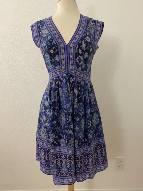 Rebecca Taylor Dreamweaver Blue Crepe dress 100% silk size 6 NWOT 3