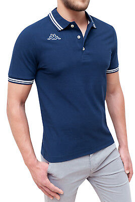 Kappa Polo Uomo Limited Blu Bianco Maniche Corte T-Shirt Maglia Cotone Piquet