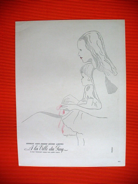Publicite De Presse A La Ville Du Puy Dentelle Illustration  Magd Herest Ad 1947