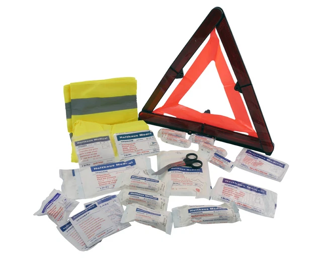 Trousse de secours Mini 3in1 Gilet de sécurité Triangle de signalisation, trouss
