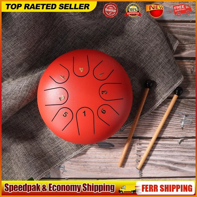 TTSAM 6"" Ethereal Steel Tongue Drum 8 Tune Hand Pan Drum Tank with Keys D