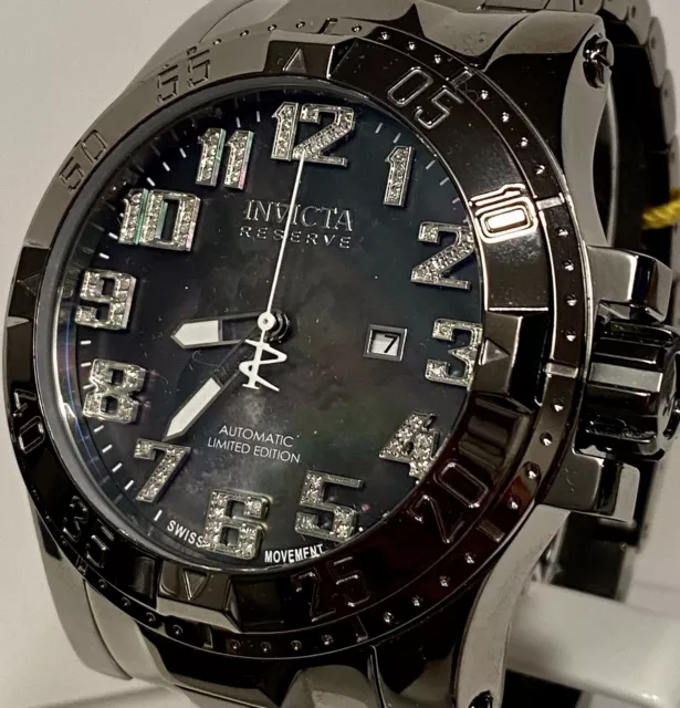 Invicta R150 Auto Excursion 56mm Gunmetal/Diamonds LE#0478 Bracelet Mens Watch