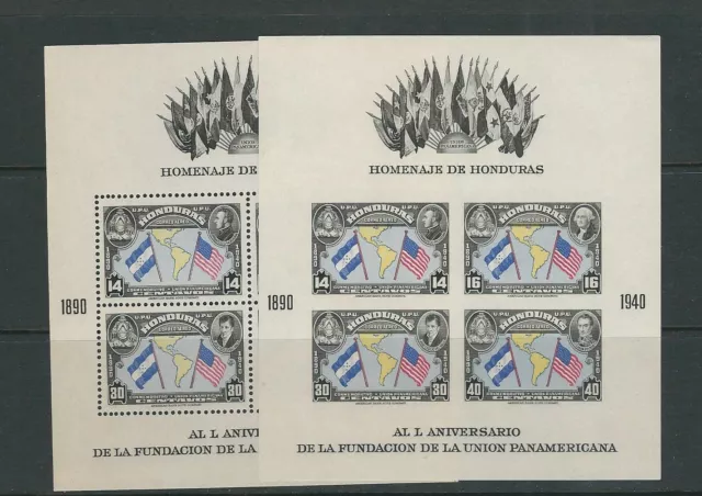 Honduras 1940 Pan-Am Union Souvenir Blätter (Scott C99-C100) Perf / Imp VF MNH