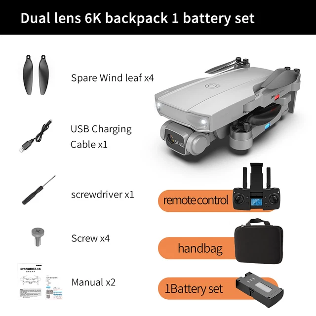 6K ESC Dual Camera Drone GPS Brushless Motor 5GHz HD Image Folding Quadcopter