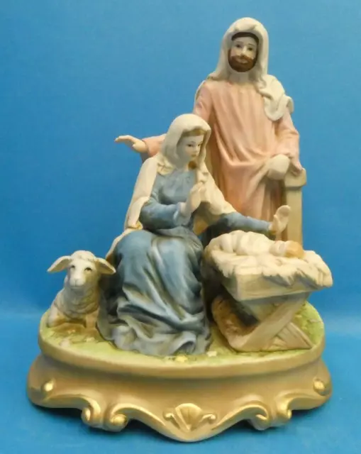 Schmid B Shackman 1988 Music Box Korea Nativity Scene Figurine Jesus Mary Joseph