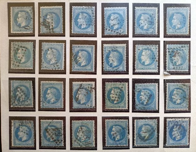 France timbre lot de 24 Napoléon L n°29 Obli pour étude variétés et oblitération