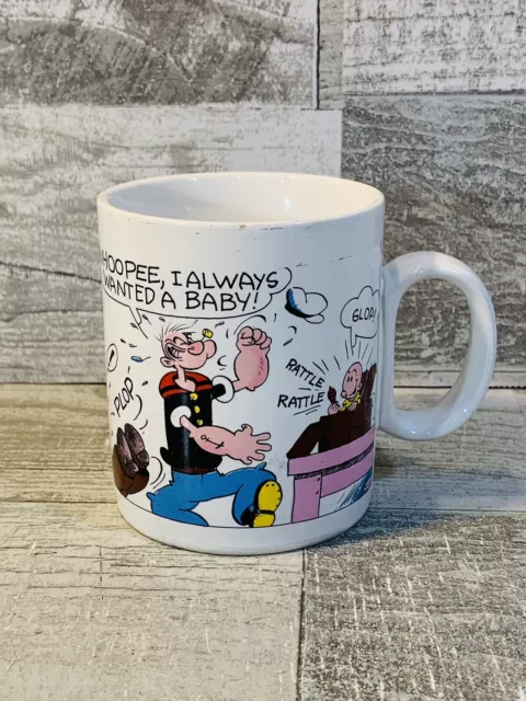 Vintage 1980 King Features Popeye Coffee Mug Ceramic Cup Comic Strip Olive Oyl