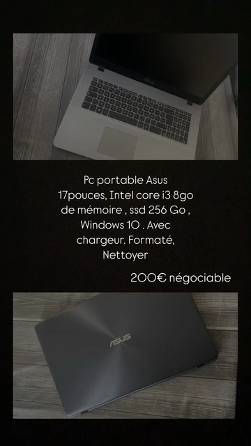 PC portable 17 pouces Asus VivoBook Ryzen 7 16go ram 512go ssd pas cher