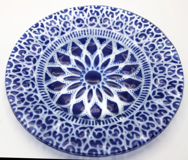 SYDENSTRICKER Fused Art Glass COBALT BLUE Plate or Shallow Bowl -- 7"