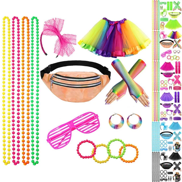 Women Retro Party Costume Dress 80s Fishnet Gloves Leg Warmers Tutu Skirts US