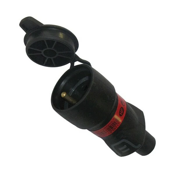 Fiche électrique Legrand 2P+T 16A Noir - Prolongateur Caoutchouc IP44 - Sortie Droite