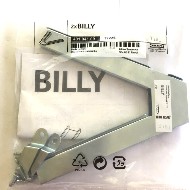 IKEA BILLY BOOKCASE Corner Hardware Galvanized 2 Pack NEW 401.041.09 £7