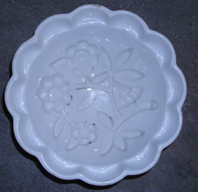 Antike runde Keramik Puddingform 1,2 L. Backform Form Blumen Shabby Franske chic