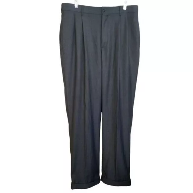 Perry Ellis Mens Size 34x32 Gray  Solid Dress Pants