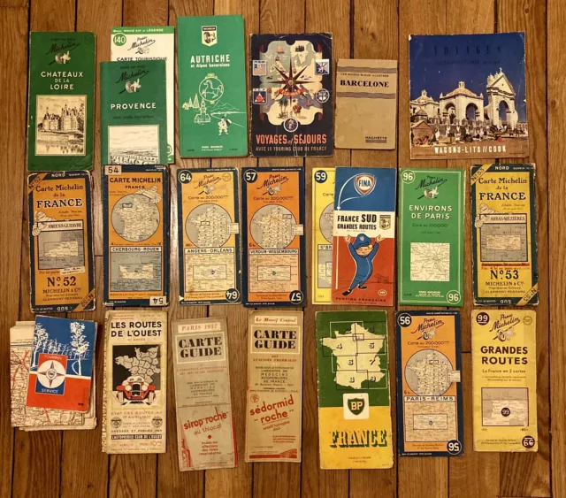 Gros lot de cartes et guides Michelin FINA Hachette BP Touring club de France