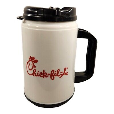 24oz Chick-Fil-A Logo Eat Mor Chikin Insulated Travel Mug with Lid Blk WH Red