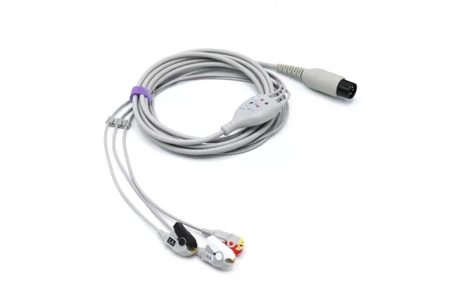 AAMI CRITICARE ECG EKG Cable 6 Pin 3 Leads Grabber Compatible- Same Day Shipping