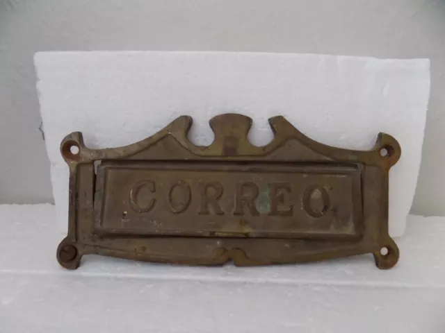 Vintage Antique Brass Correo Mail letter Door Slot