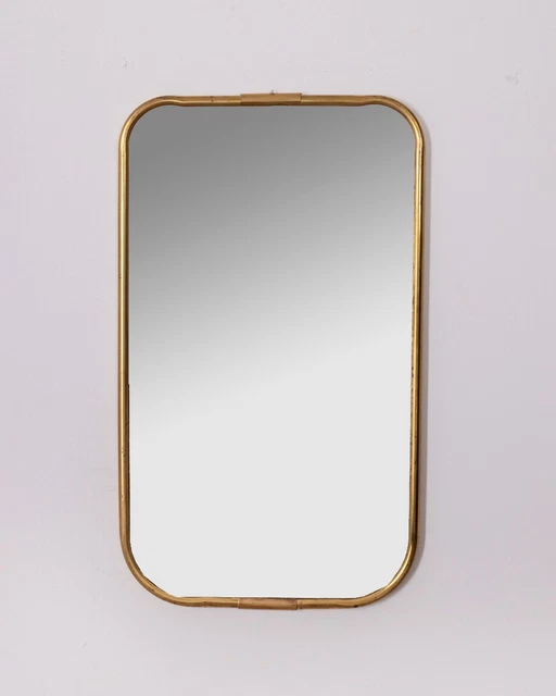 Specchio Da Parete Anni 60 Vintage In Ottone Dorato Design Italiano