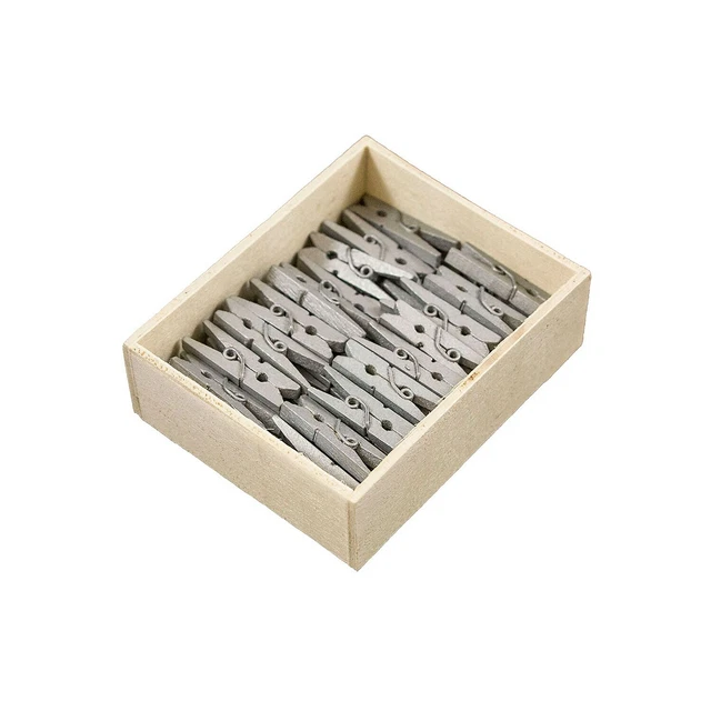 JAM Paper Wood Clip Clothespins Medium 1 1/8 Inch Silver Clothes Pins 230731035