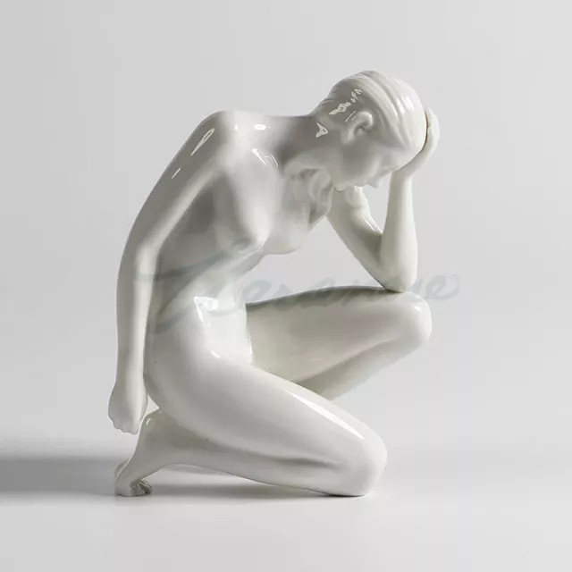 Modern Art Sculpture handmade white ceramic Nude  Support head women body statue