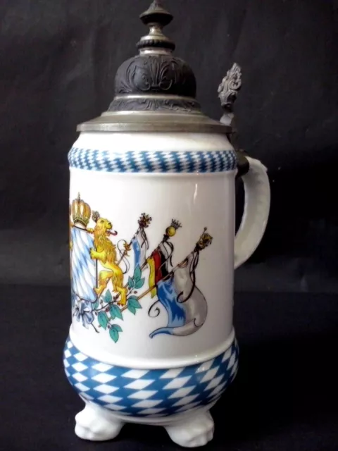 Germany Kühr Muhlried Porcelain Stein Bavarian Coat of Arms on the 4 Legs 10"