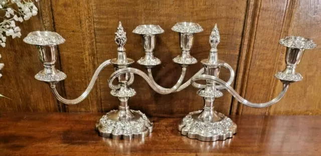 ANTIQUE Pair SILVER PLATE CANDELABRA Possibly "OLD SHEFFIELD" ADAPTED/REPLATED