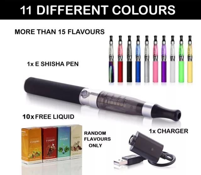 Electronic E Shisha Hookah Rechargeable Sheesha Vapor Pen & 10 Liquid