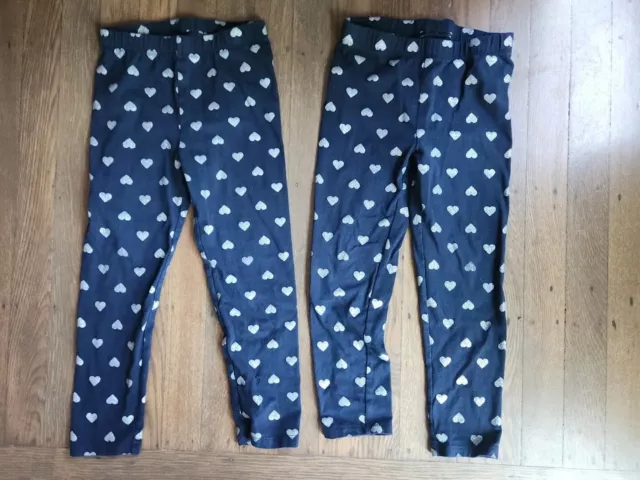 2 Lot Baby Gap Toddler Girls Size 4 Years Navy Silver Hearts Everyday Leggings