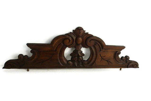 Hand Carved Wood French Pediment  Ornate Over door Architectural Antique