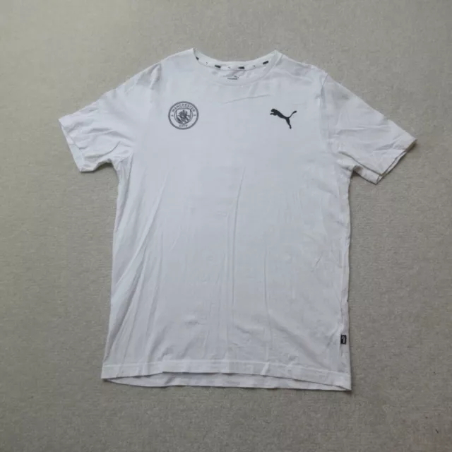 Manchester City Puma T-Shirt Mens Medium White FC Football Love This City Casual