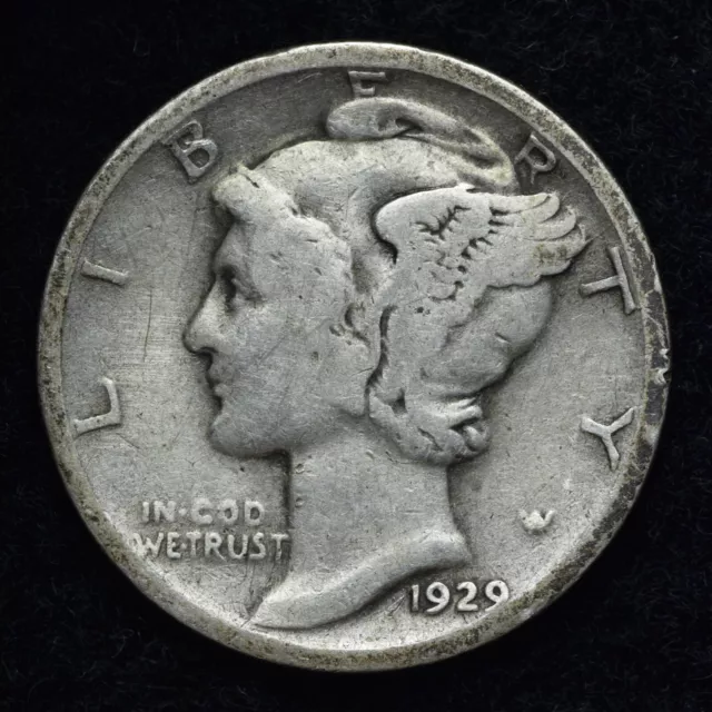 1929-S Mercury Silver Dime GOOD / VG FREE SHIPPING