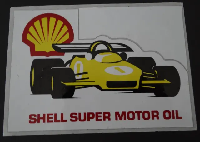 Werbe-Aufkleber SHELL Super Motor Oil Tankstelle 70er F1 Oldtimer Motorsport