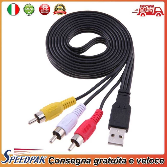 New 1.5M 5ft USB Male A to 3 RCA AV A/V TV Adapter Cord Cable Audio AV Cable