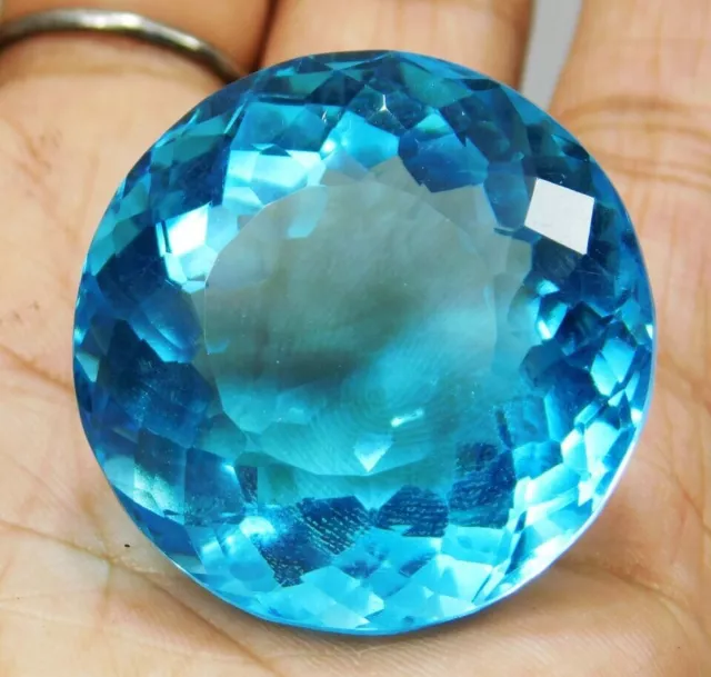 Certified 90 Ct+ Natural Aquamarine Dazzling Lustrous Round Shape Loose Gemstone