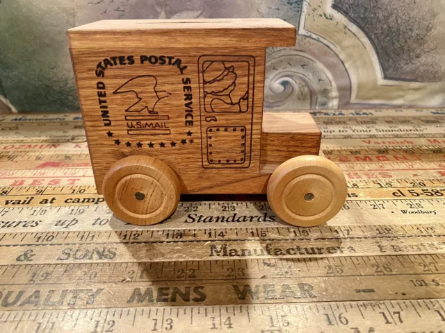 Vintage Logomobile 1989 United States Postal Service Truck Wooden Bank Music Box