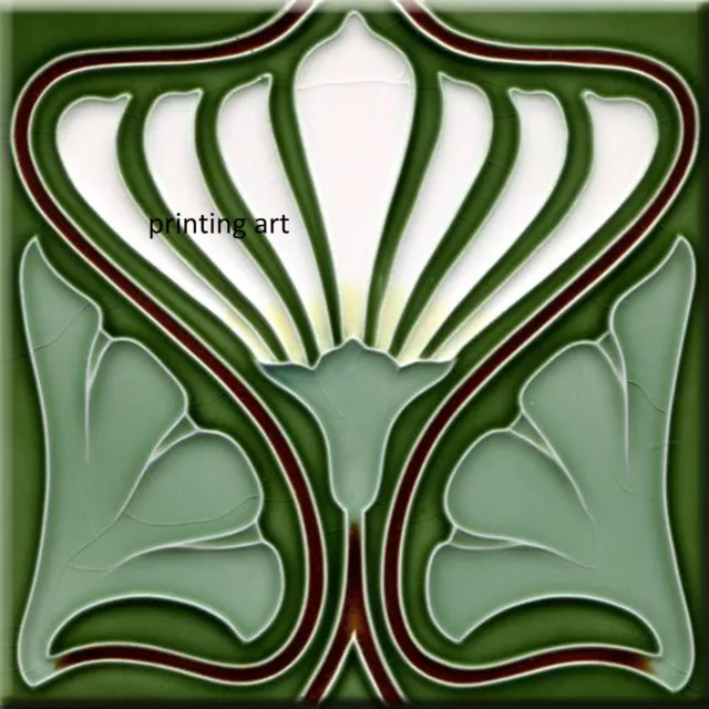Art Nouveau Ceramic wall fireplace tile #00001