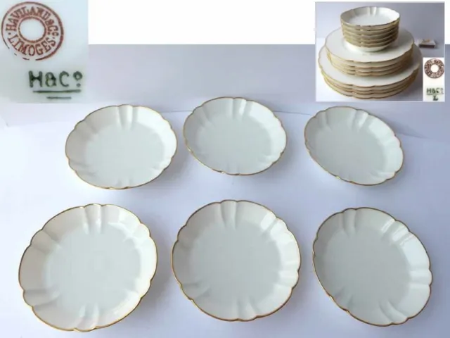 Set, 6 Soucoupes, Bord Doré, Haviland Limoges, H & Co, France, Um 1900 G382