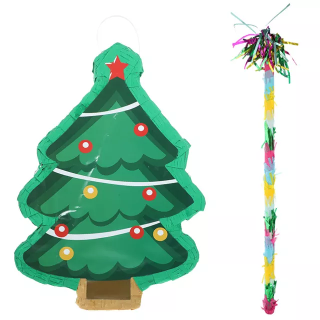 2 Pinatas de árbol de Navidad con palo y dulces - Favores de fiesta y accesorios fotográficos-GV