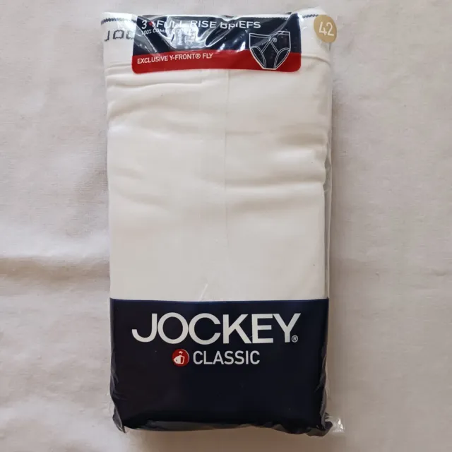 Jockey Classic Full Rise Briefs 3-Pack Men's Size 42 White Y-Front 2004 NEW