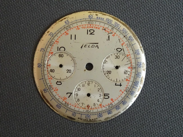 Cadran De Montre Chronographe Telda - 34,18 Mm, Couleur Or - Référence CHRO4 - Occasion