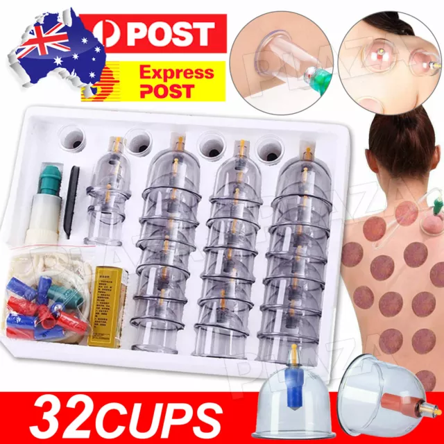 32 Cups Set Vacuum Massage Cupping Kit Pain Relief Acupuncture Suction Massager