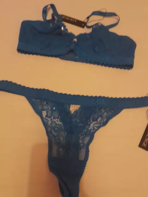 Blossom Balcony Bra & Thong Set - Cobalt Blue – Lounge Underwear