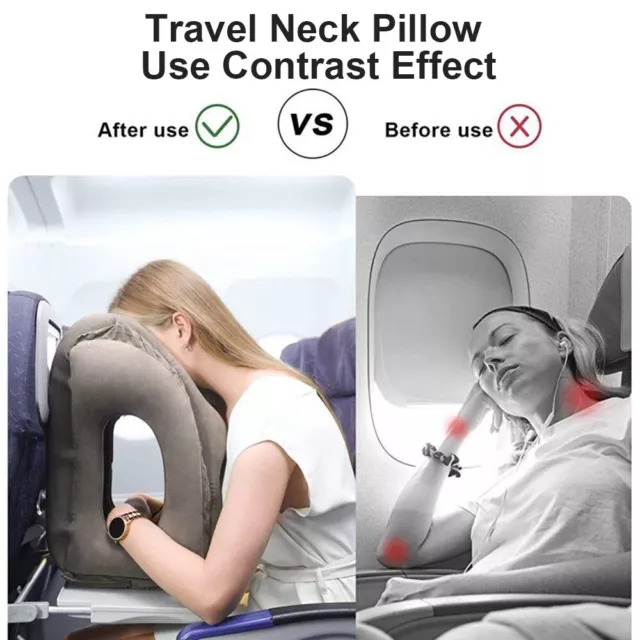 Inflatable Air Cushion Travel Pillow for Airplane Office Nap Rest Neck Head Chin 3