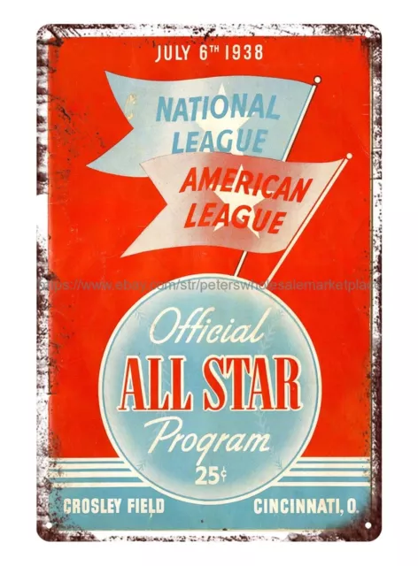 1938 baseball  Program at Cincinnatiâs Crosley Field tin sign